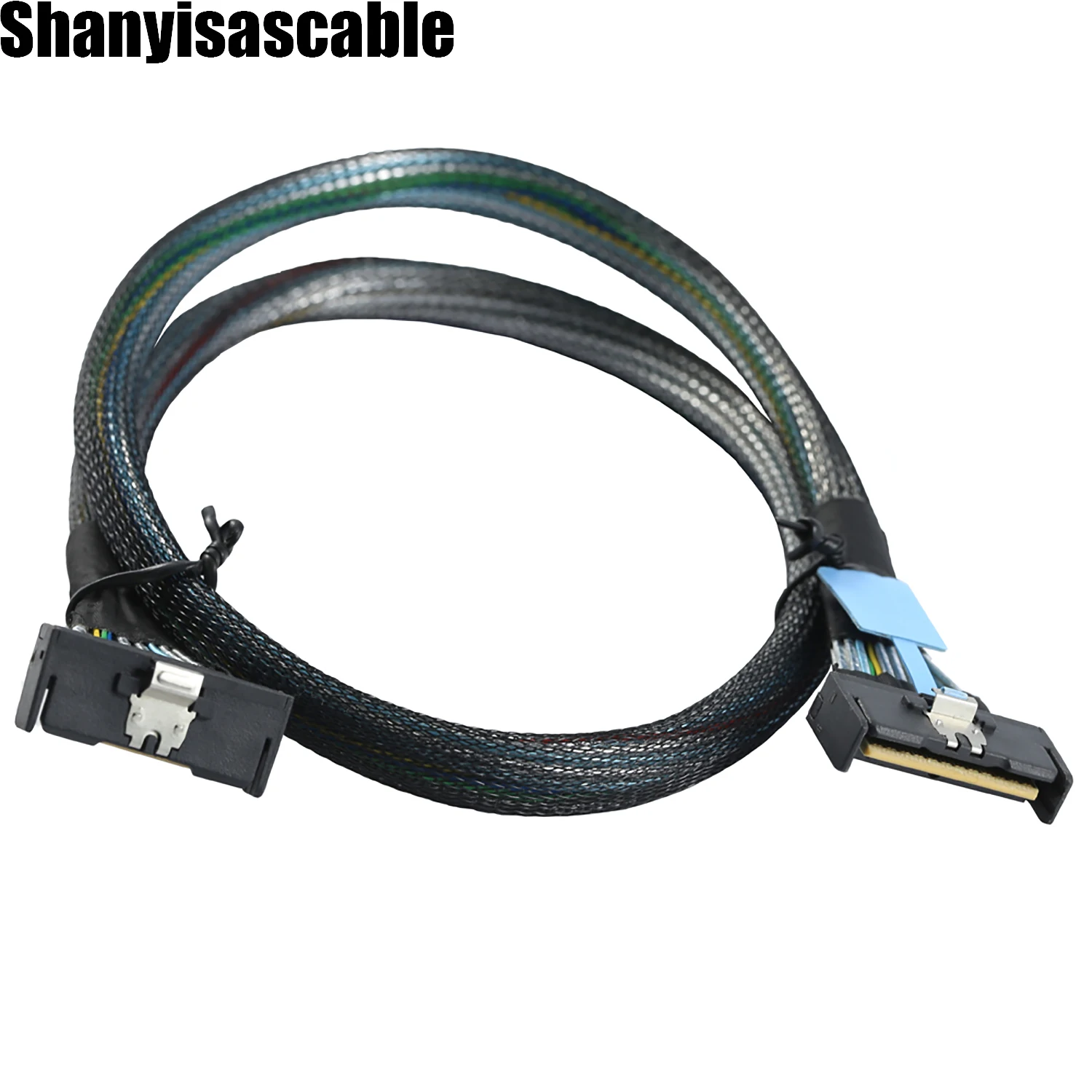 1M PCI-E 5.0 Mini Cool Edge MCIO PCI-E MCIO 74Pin Male to Slimline SAS 90-degree MCIO 8i 74Pin Male Extender Angled Cable