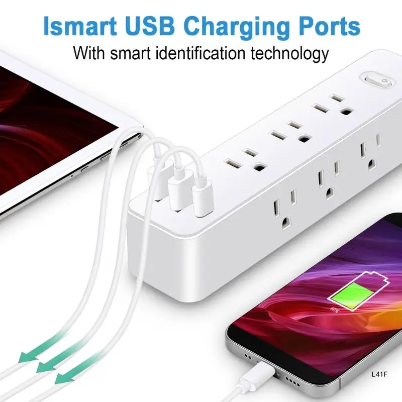 Удлинители шнура длиной 120 см. Сетевые фильтры. Розетки USB/USB C для домашнего офиса для зарядки телефонов, планшетов и