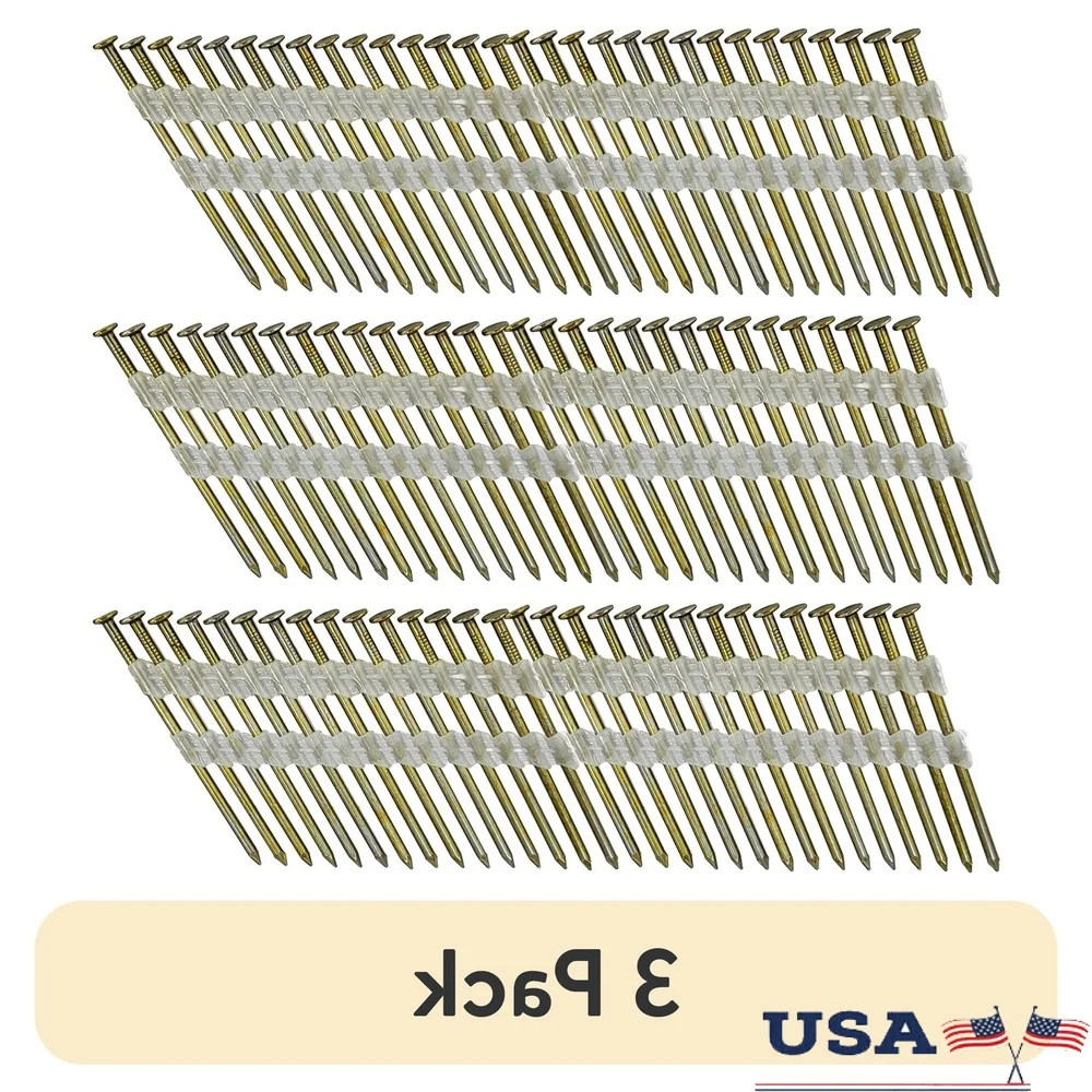 

3 Pack 21 Degree 2-3/8 Inch Plastic Collated Framing Nails 1000 Count Steel Fasteners Framing Sheathing Fencing Furniture