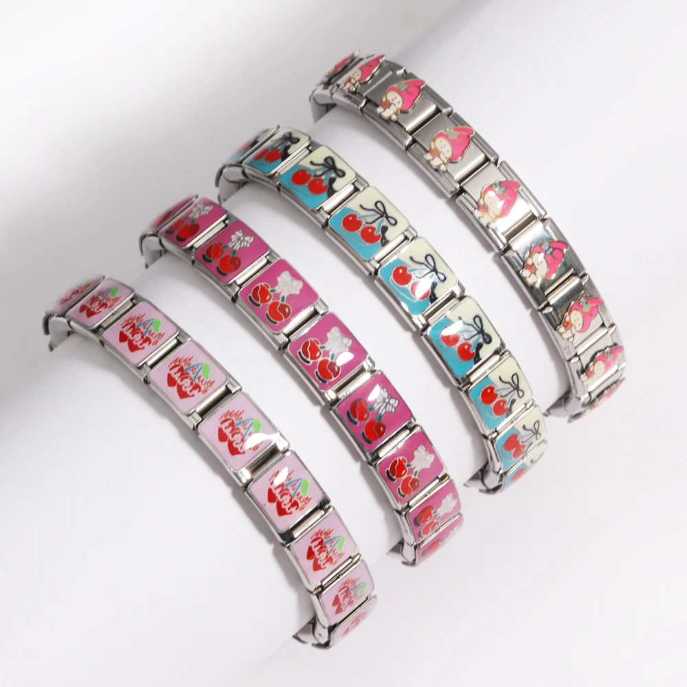 2025 Women's Jewelry 9mm Width Itanlian Elastic Star Heart Butterfly Charm Bracelet Fashion Stainless Steel Bangle
