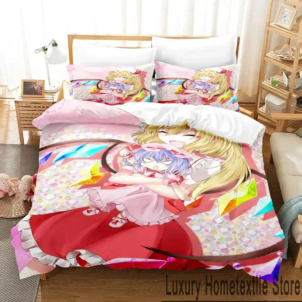 Exquisite Touhou Project Remilia Scarlet Anime Bedding Set,Duvet Cover Bed Set Quilt Cover Pillowcase,King Queen Twin Size Boys