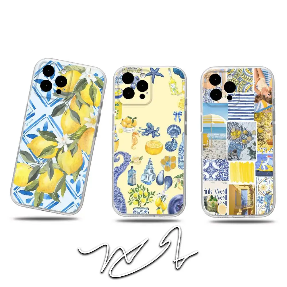 

European Amalfi Coast Lemon Phone Case For iPhone 17,16,15,14,13,12,11 Pro,Max,Plus,X,XS,XR,SE4,E Mini Transparent Soft Cover