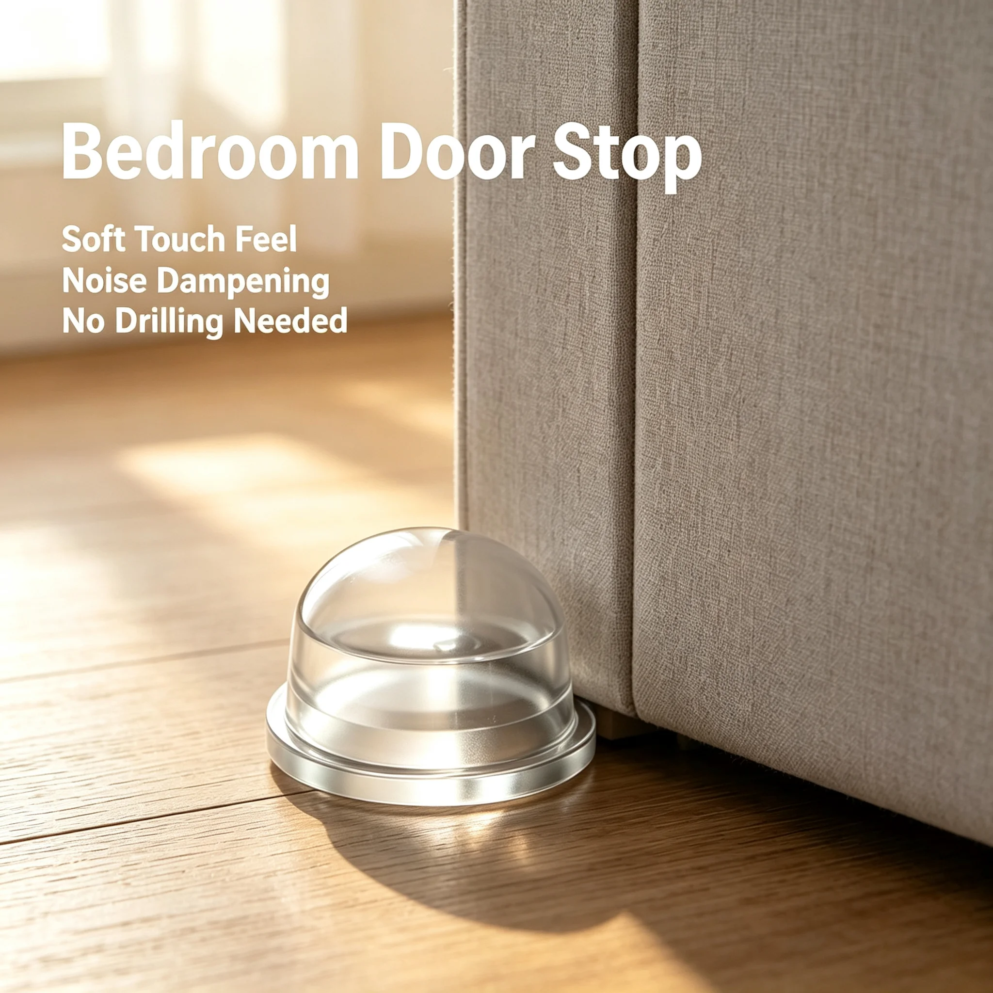 Safety Protection Transparent Silicone Anti‑Bump Door Stopper No‑Drill Pad Home Office Home Improvement Door Stop