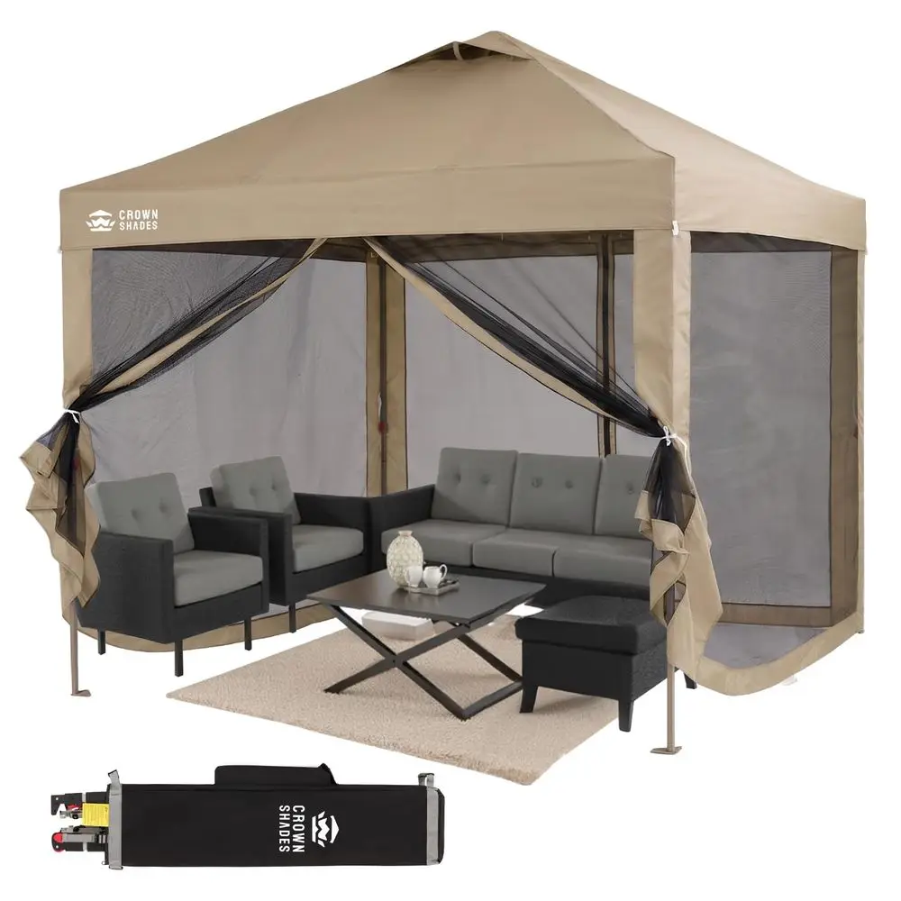 

Gazebo 10x10 Pop Up Canopy with Mosquito Netting, Screen Tent with 4 Ropes, 8 Stakes, 4 Sandbags and Wheeled Storage Bag, Canop