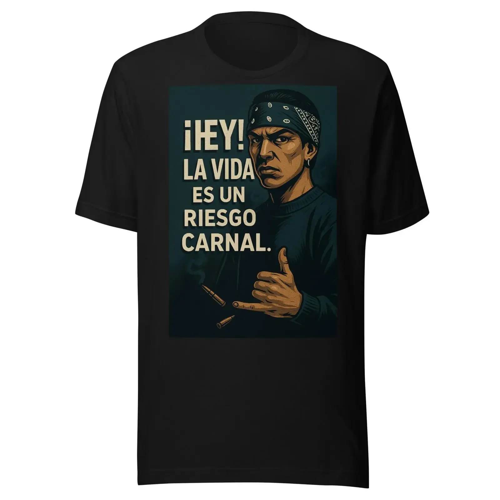 Hey La Vida Es Un Riesgo Carnal t shirt vintage Washed Soft graphic Stylish Casual Breathable Versatile Slightly fashion Unisex
