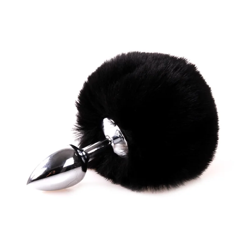 BDSM Metal Anal Plug with Rabbit Tail Bunny Tail Pet Role Play Adult Sex Toy for Women Men Couples Fetish Gear Accessories