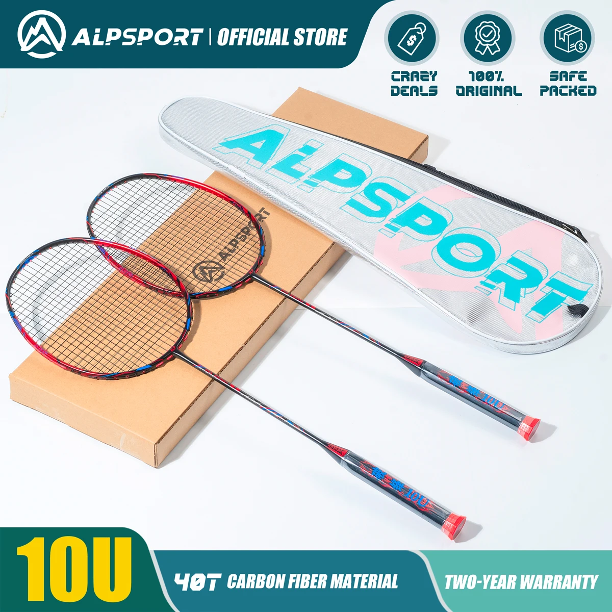 ALP PF 10U/G5/52 grams 2PCS/Lot Ultra-light Offensive and defensive badminton racket Genuine T800 Carbon Fiber Fast rebound