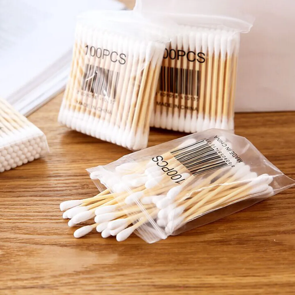 300/500/1000pcs Double Head Cotton Swab Makeup Cotton Buds Tip For Wood Sticks Nose Ears Cleaning Health Care Tools