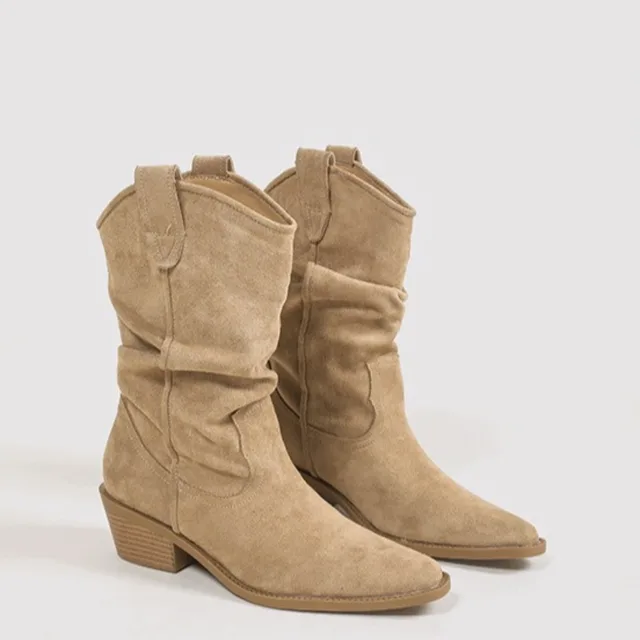 Botas Vaqueras Retro para Mujer, con Punta Cuadrada, Estilo Occidental, Botas de Moda, Botas Holgadas, Zapatos de Diseñador, Botas Mujer