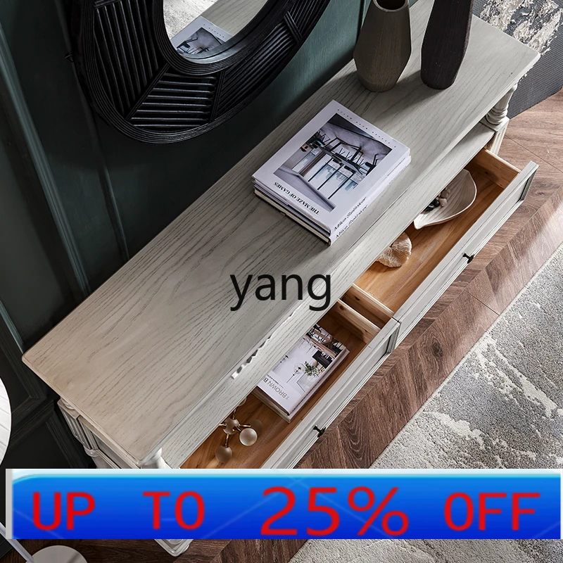 

LMM Solid Wood Entryway Console Table Wall-Mounted Light Luxury Chinese Style Sideboard