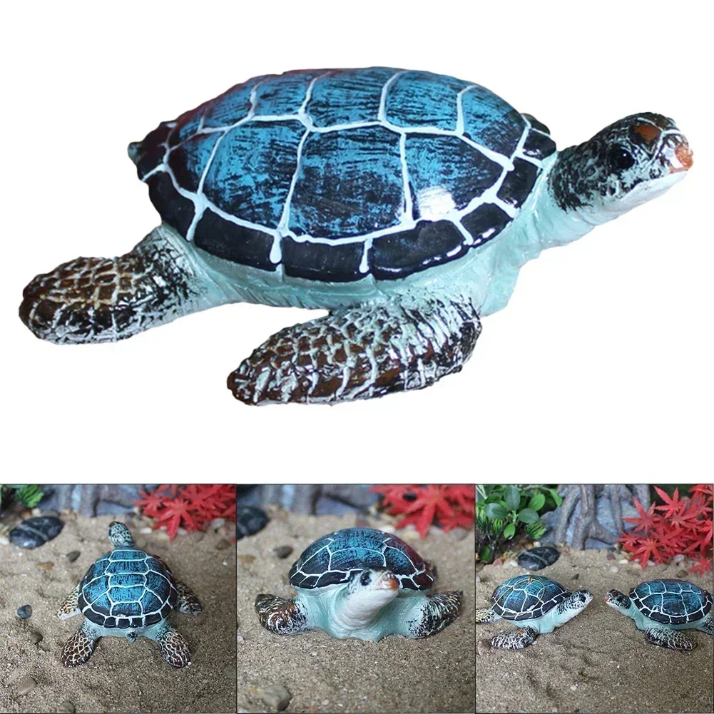 Resin Beach Sea Turtles Miniature Figurine Micro Landscape Decorations Ornaments Building Construction Toys Model Building