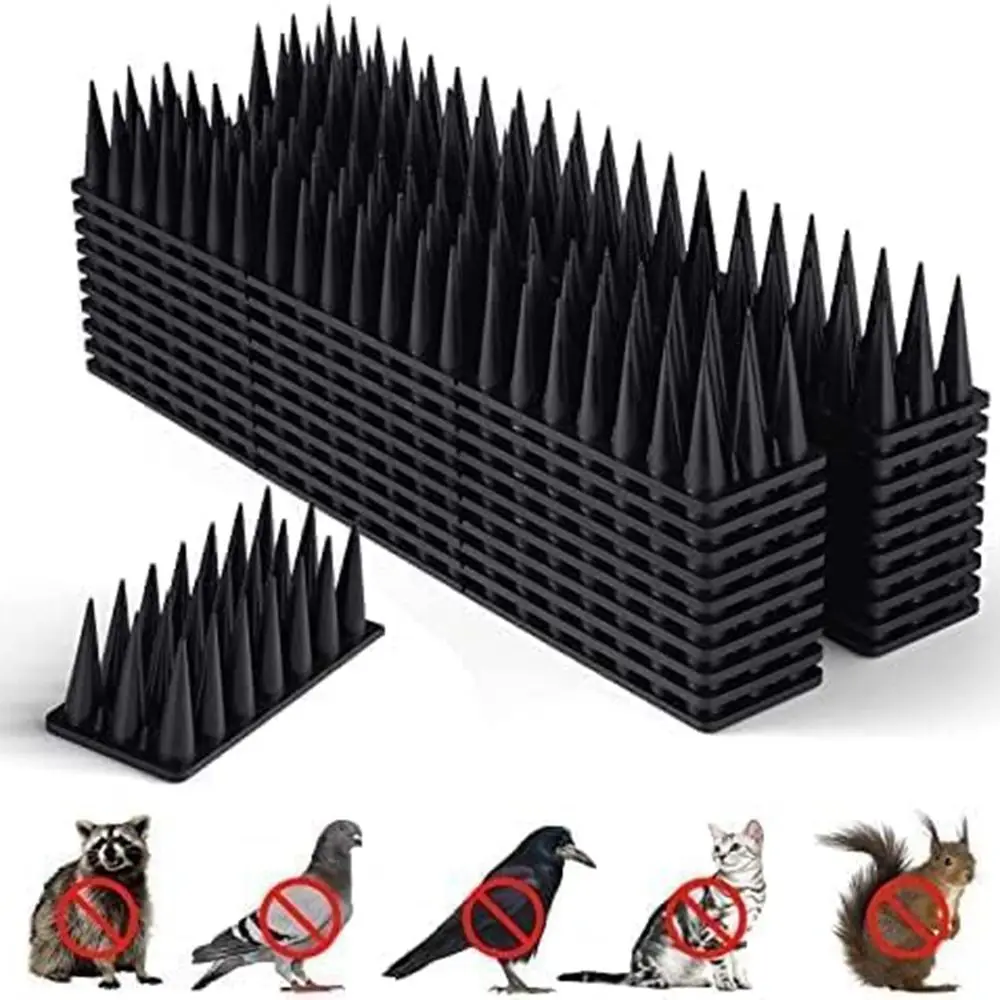 

8/12pcs Anti Climb Bird Scarer Repeller Long Lasting Rectangle Anti Bird Spike Strip Reusable Black Pigeon Deterrent Spikes