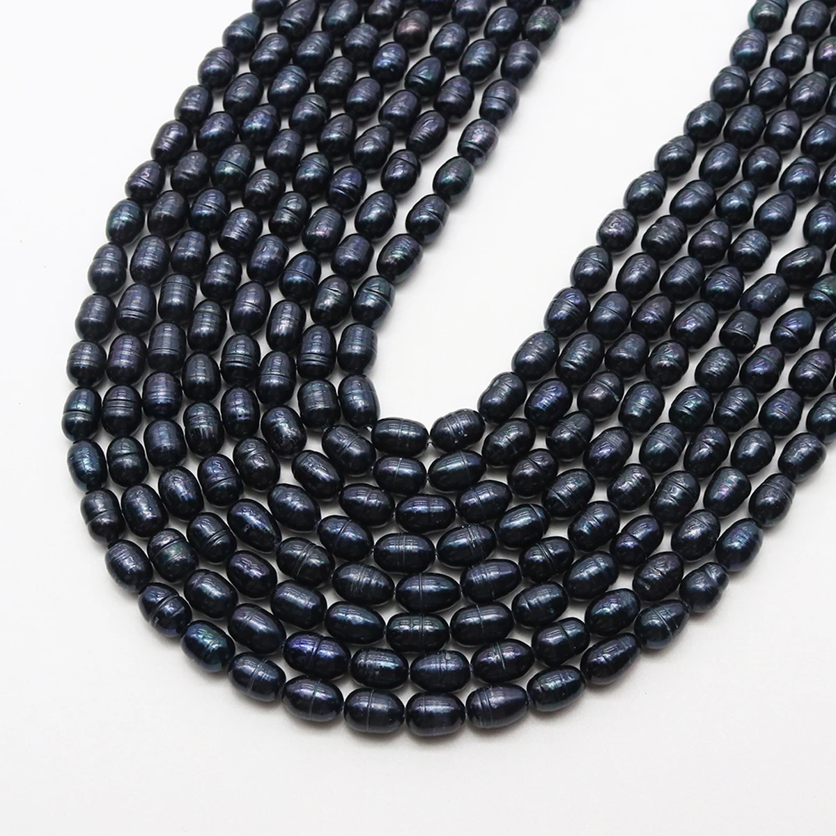 

5-6mm Fashion Black Dyed Pearls Rice Shape Natural Freshwater Pearls Loose Spacer Beads for Jewelry Making DIY Necklace Bracelet