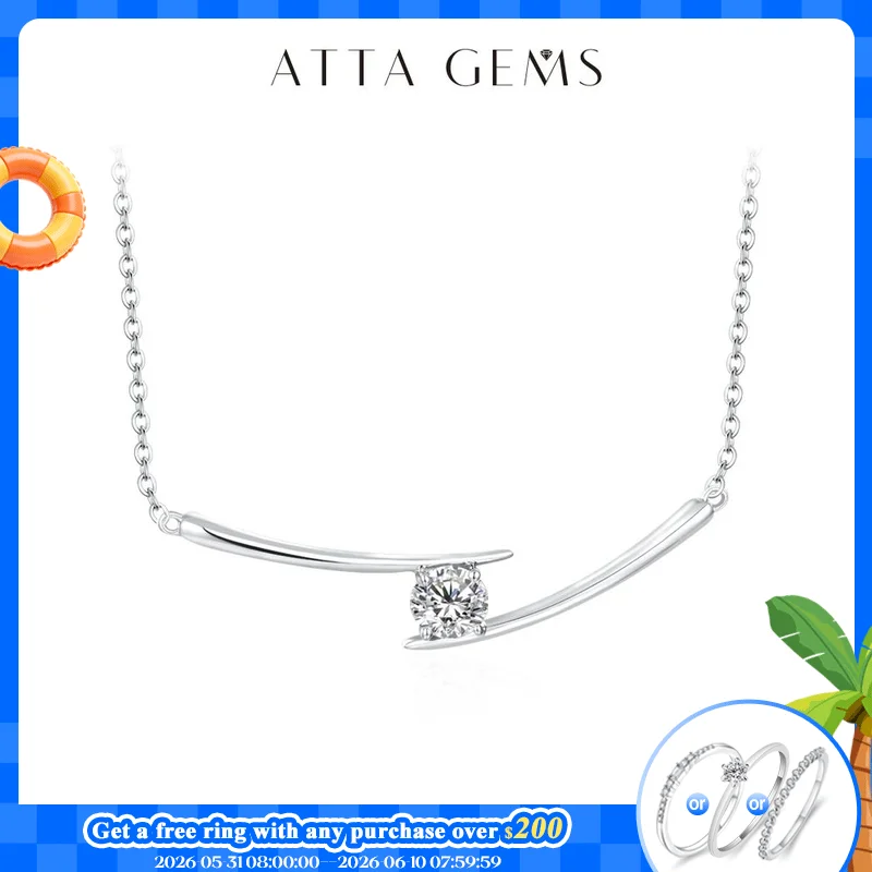 ATTAGEMS Luxury 5.0mm D Color Moissanite Necklace for Women Real 925 Sterling Silver Moissanite Diamond Wedding Anniversary Gift
