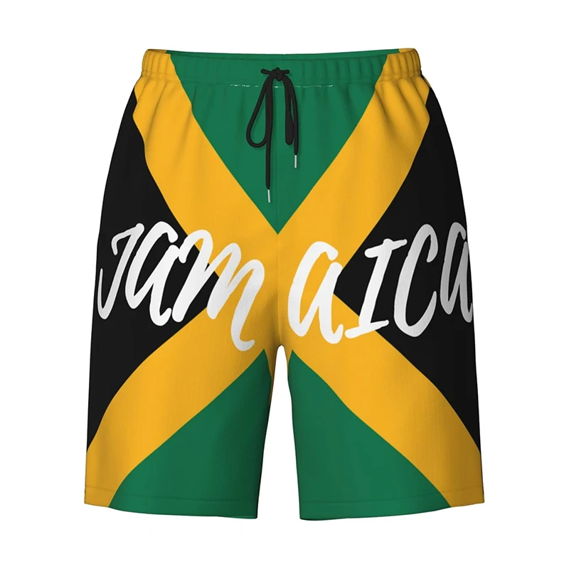 

National Flag Print Board Shorts For Men Pride Street Personality Drawstring Stripe Beach Shorts Summer Jamaica Swim Trunks
