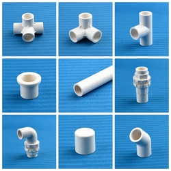 2~15PCS 16mm White PVC Pipe Fittings Straight Elbow Solid Equal Tee Connectors Irrigation Water Parts PVC Water Pipe Fittings