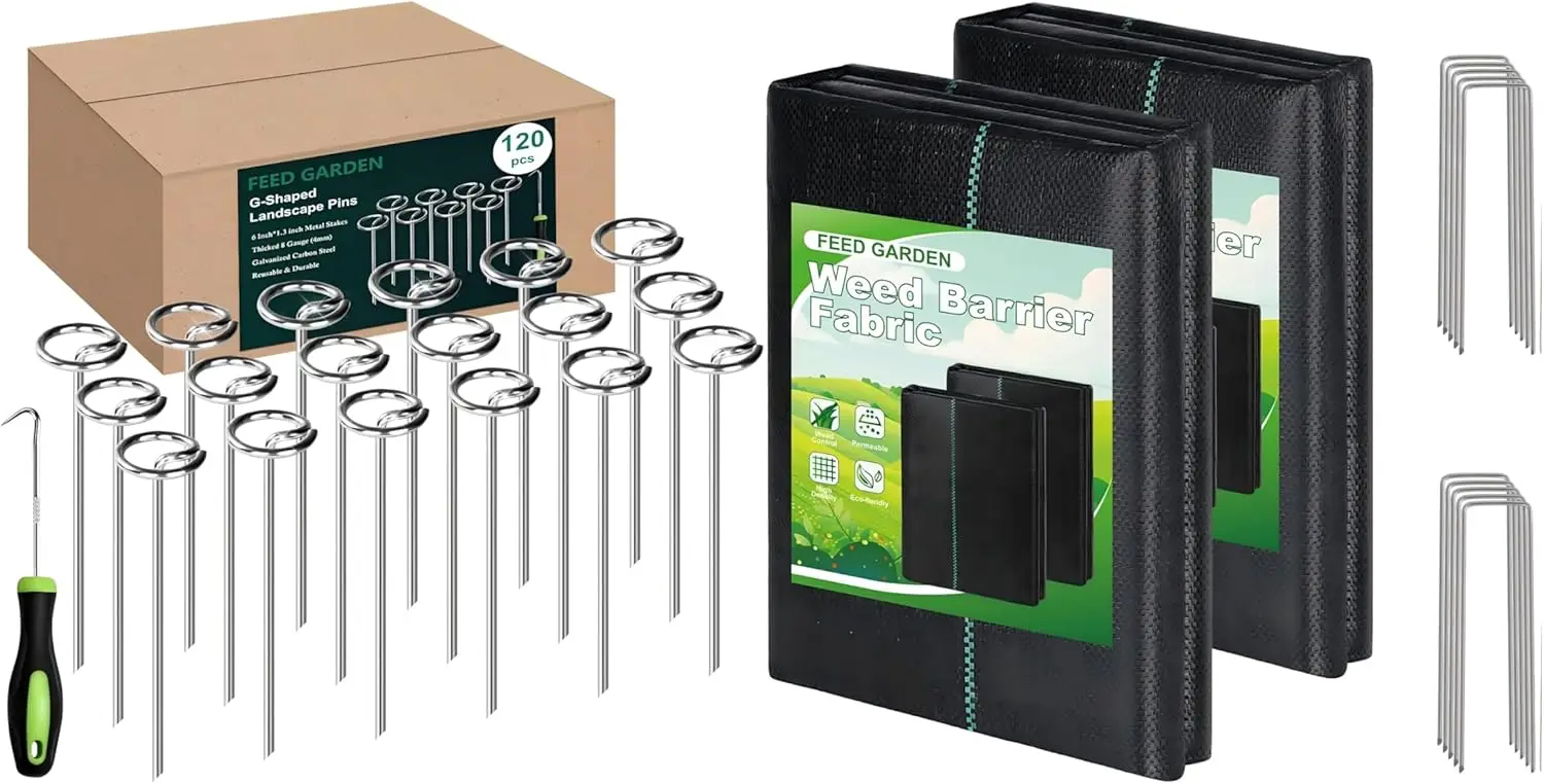 

120 Pack Landscape Staples and Weed Barrier Bundle