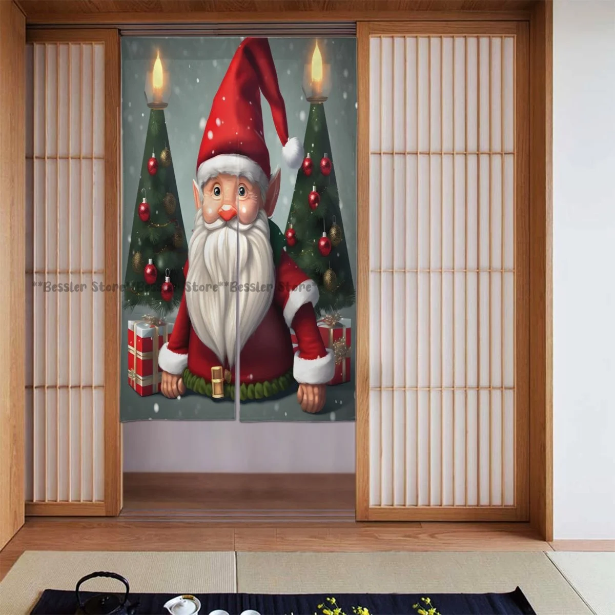 Door Curtains Christmas Santa And Gifts Room Partitions Home Deocration