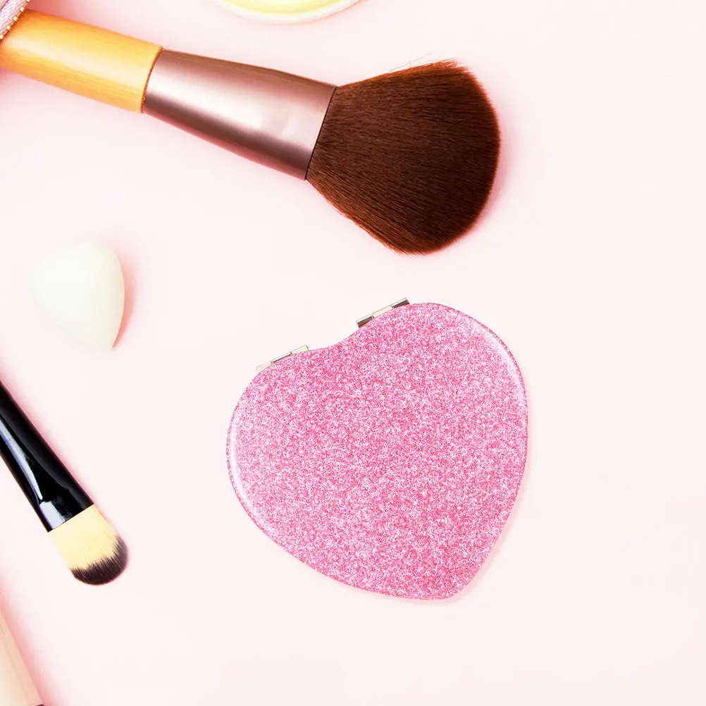 

Portable Heart Makeup Mirror Dual Sided Foldable Handbag Heart Shaped Mirror Compact
