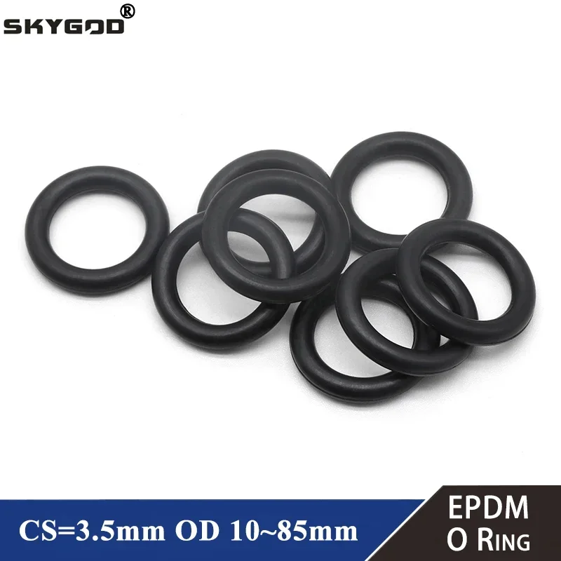 10/50Pcs EPDM o Rings CS 3.5mm OD 10 ~ 85mm Acid and Alkali Resistance Water Resistance Friction Resistance o-ring Black