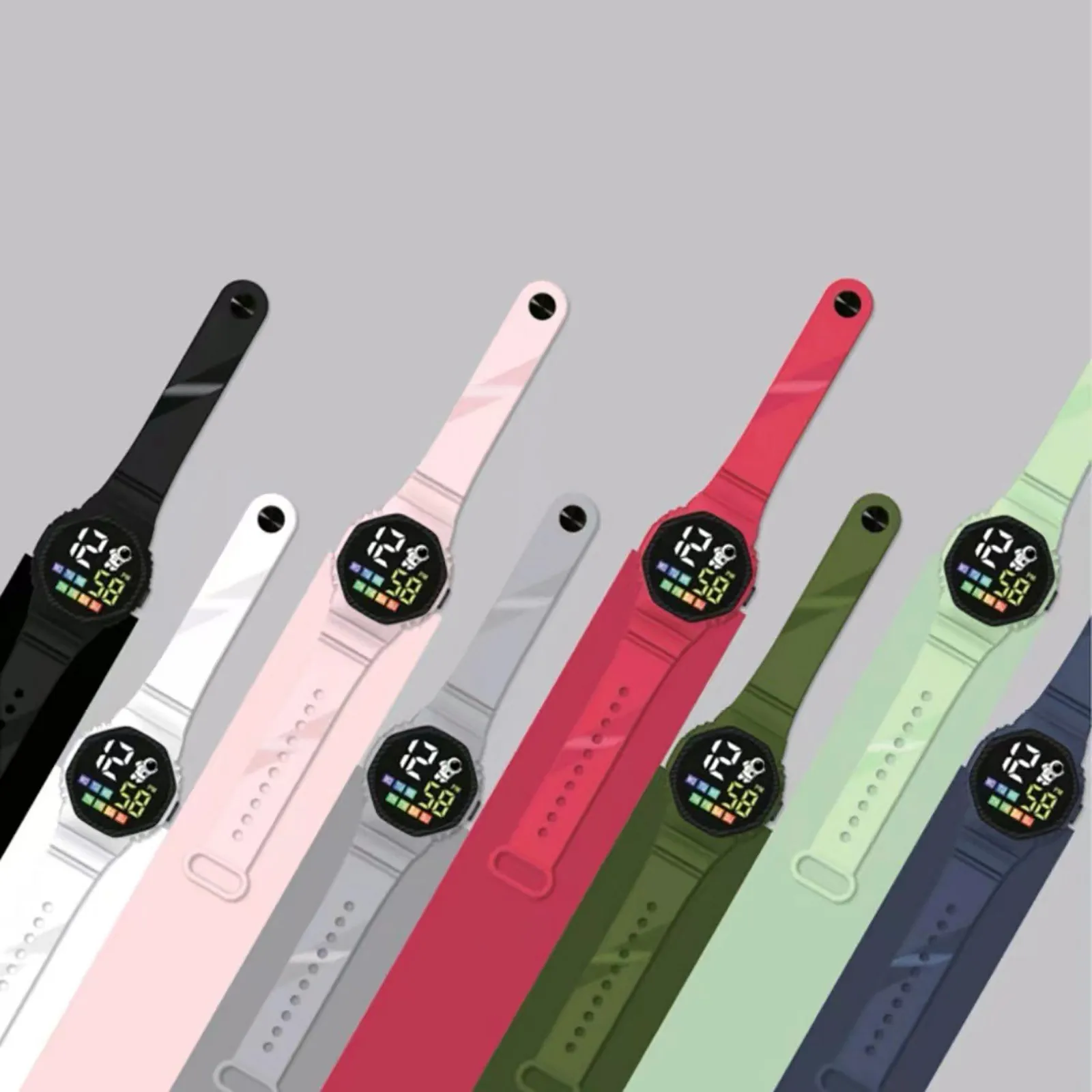 Children'S Smart Electronic Watch Display Week Led Numbers Suitable For Outdoor Use Silicone Strap Waterproof Children'S Gift