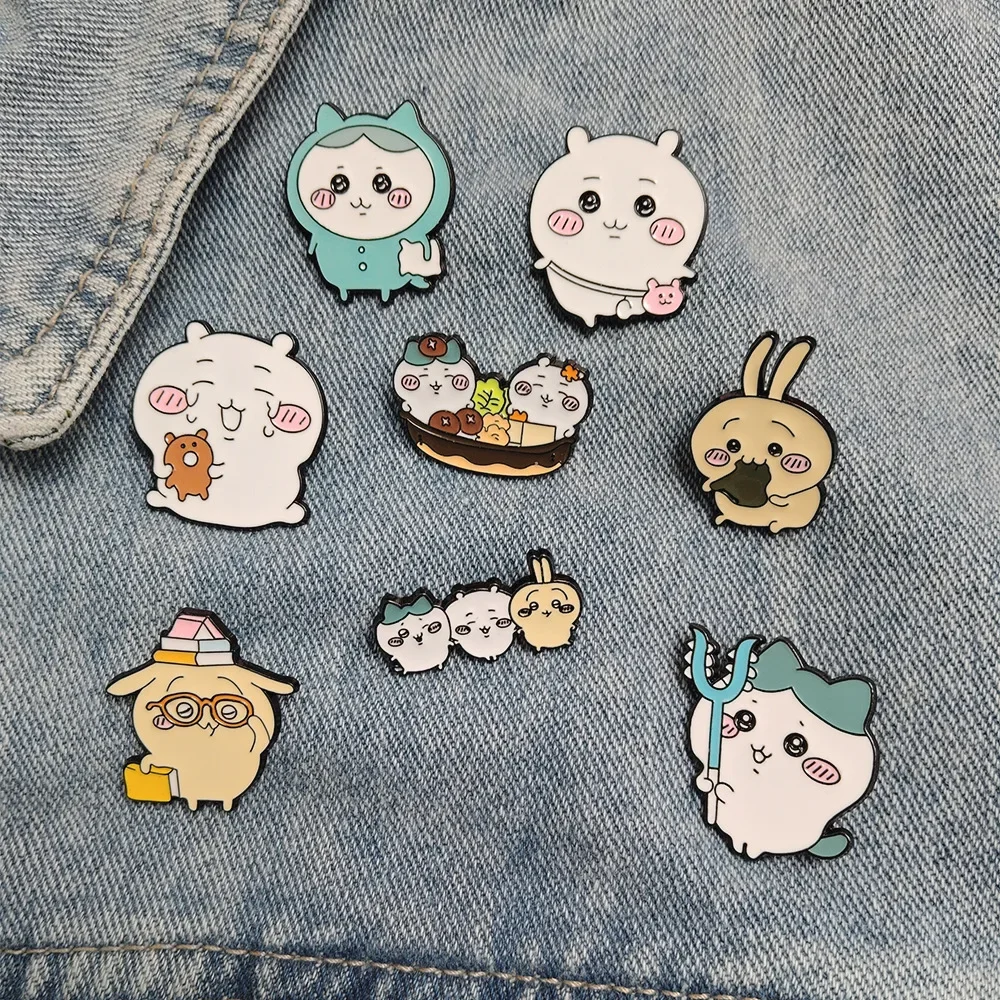 8pcs Kawaii Chiikawa Badge Cute Little Lucky Badge Creative Metal Badge Clothing Hat Bag Collection Y2k Accessories gifts