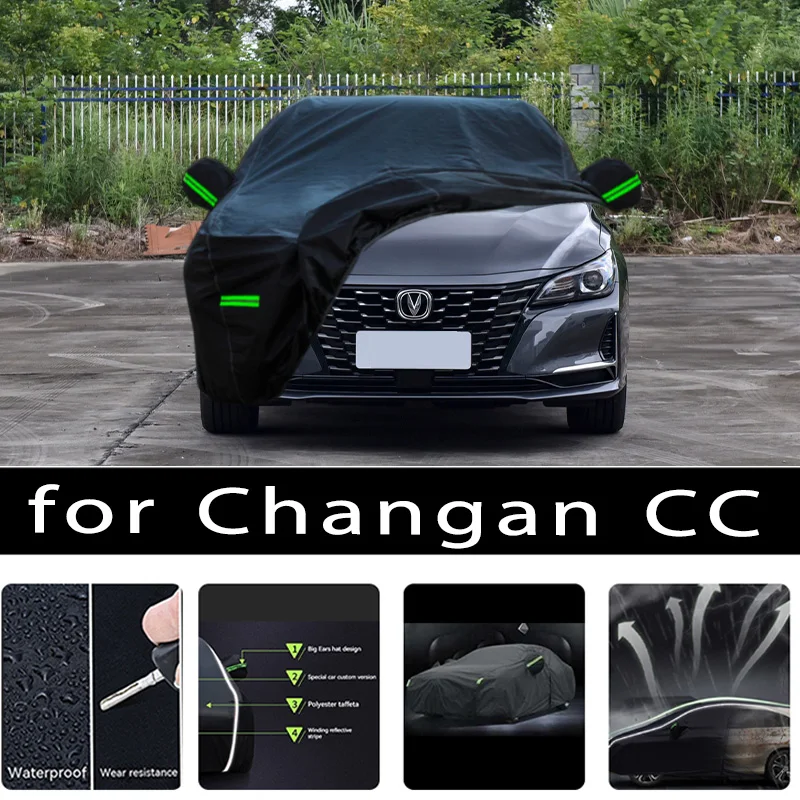 

For Cadillac CC Car Covers Outdoor Waterproof Sun Rain Snow Protection UV Auto Cover 190T Car Protective Full Covers