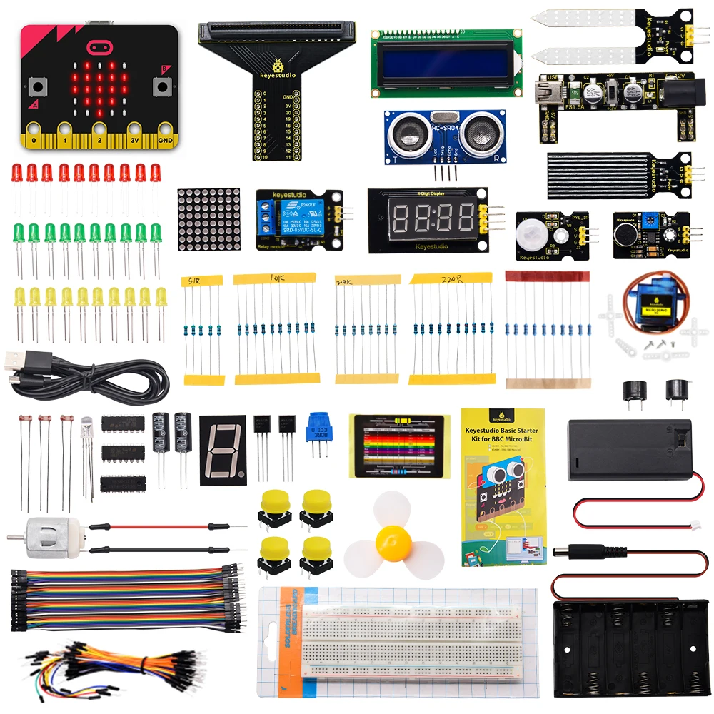 Keyestudio Micro:bit Basic Starter Kit DIY Electronic Kit for BBC Micro:bit STEM Programming Study Kit  (With Microbit Board)