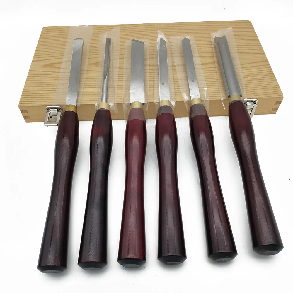 6pcs/set HSS Lathe Chisel Set Woodworking Turning Tool set HSS High Speed Steel Semicircle Knife Hand-held Wooden Turning Tool