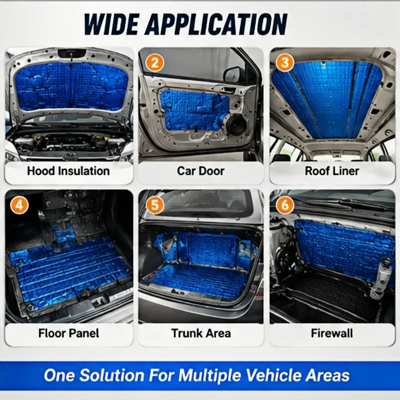 Picture 6: Aluminum Foil Car Thermal Insulation Foam Self Adhesive Soundproof Cotton 5mm Rubber Pad for Auto Engine Door Hood Modification