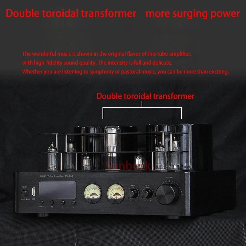 Sunbuck 200 واط + 200 واط 2.0 قناة بلوتوث المعدل WY2P 6U1 6A2 ECH81 hifi مُضخّم صوت 5200 1943 مضخم رقمي