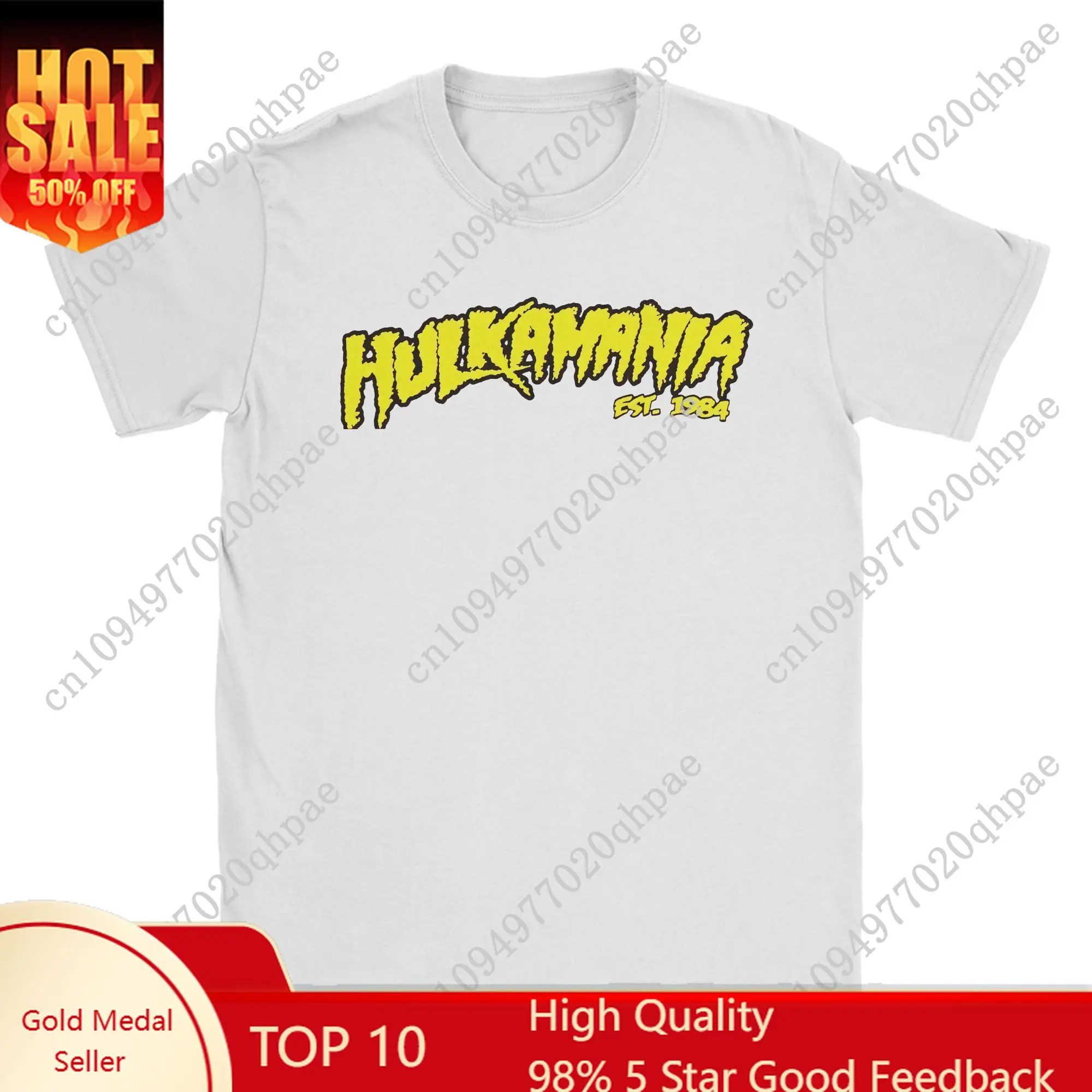 

Men T-Shirts Hulk-Hogan Hulkamania EST 1984 Fashion 100% Cotton Tees Short Sleeve Wrestling T Shirt O Neck Clothes Plus Size