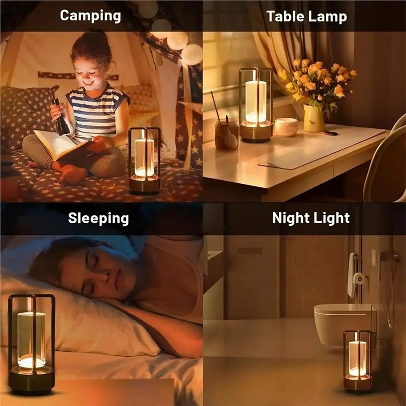 A93Z Cordless LED Table Lamp Rechargeable Ambience Table Lamp For Outdoor Camping,Restaurant Ambience Portable Rechargeable Desk