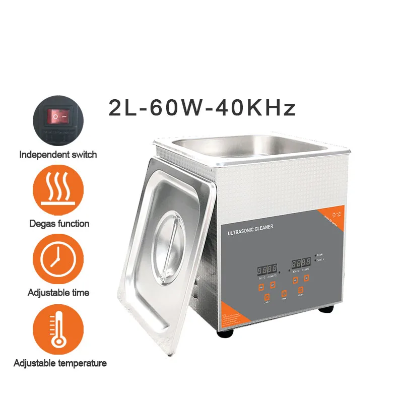 60W Ultrasonic Cleaner 2L Digital Timer Stainless Steel Bath Jewelry Glasses Watch Cleaning Machine 110/220V