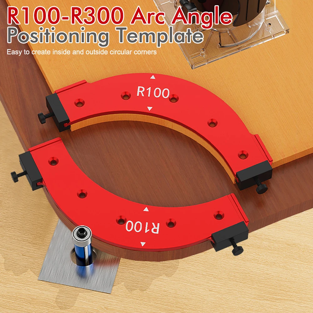 R100-R300 Radius Jig, Woodworking Router Templates Arc Angle Positioning Template, Corner Radius, Reusable Positioning Tools