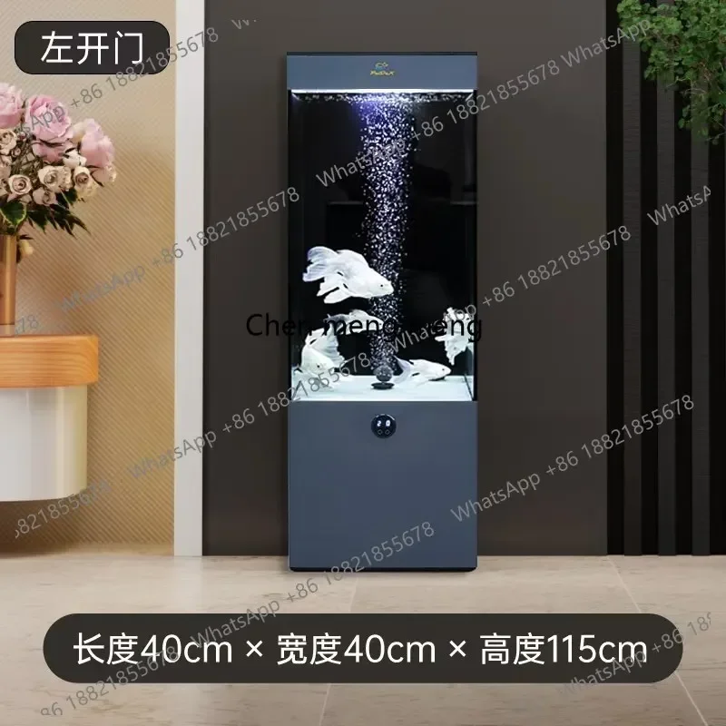 

D182New goldfish tank living room TV cabinet next to the floor-to-ceiling silent ultra-white glass vertical square ecological b