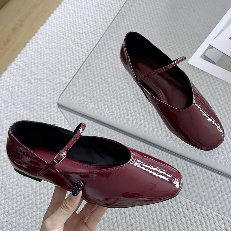 Female Flats Shoes Women Ballerina Square Toe Slip on Ballet Flats Lazy Loafer Moccasin Lady Casual Comfort Red Shoes 2024 Mujer