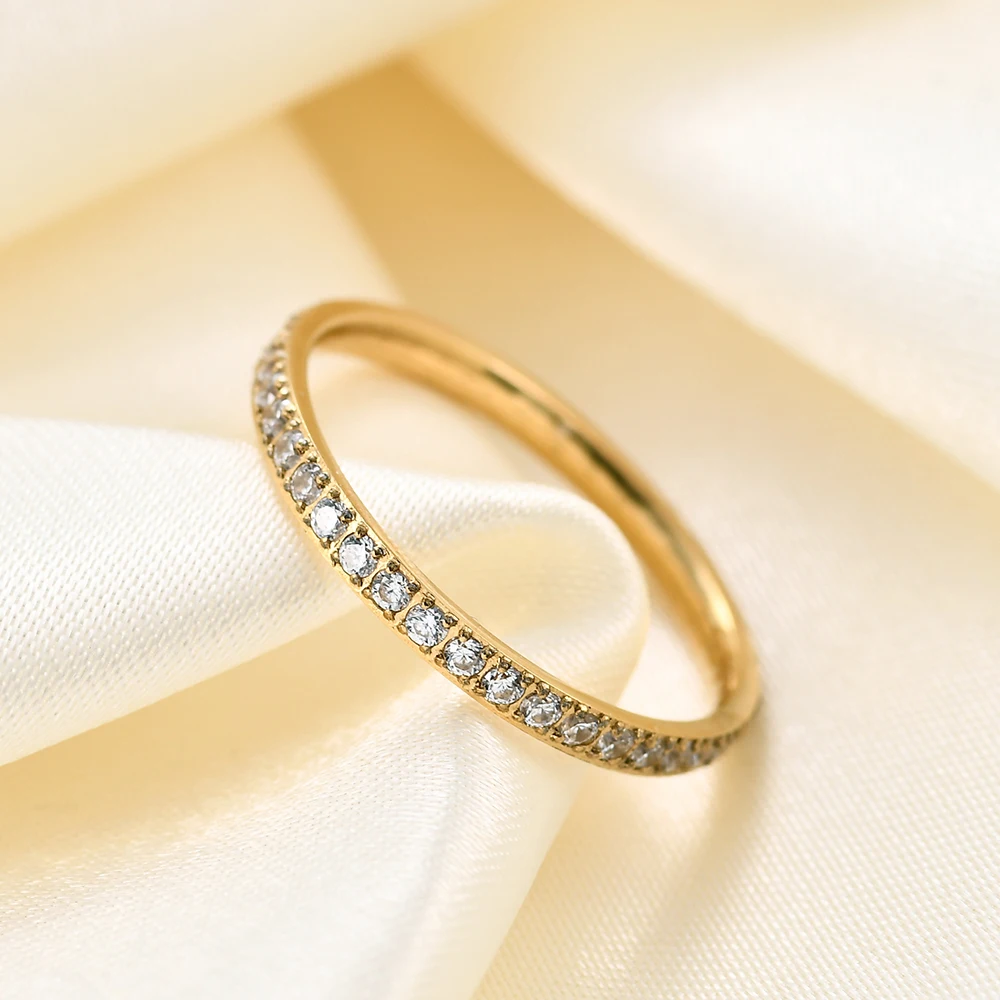 Women's Stainless Steel CZ Engagement Ring