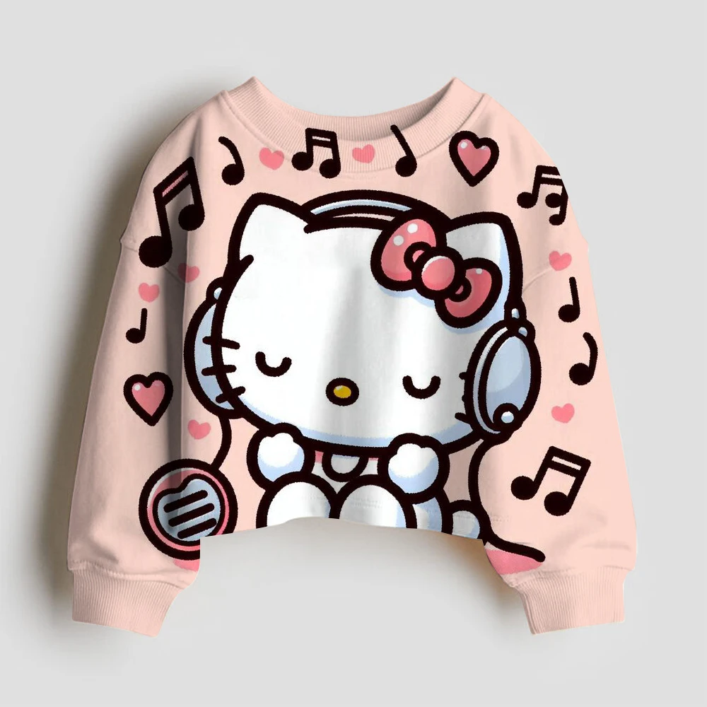 Толстовка с принтом «Hello Kitty» детские пальто длинными рукавами толстовки капюшоном для девочек-подростков пуловер маленьких детей Фото №4