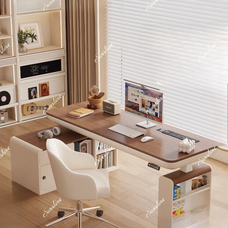 

Smart electric lift, study table adjustable modern minimalist home, corner, solid wood