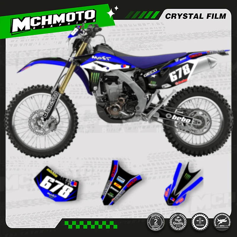

MCHMFG Custom Motorcycle Graphics Background Decal Stickers Kits For YAMAHA 2012 2013 2014 2015 WRF450