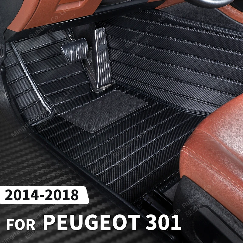 

Напольные коврики из углеродного волокна на заказ для Peugeot 301, 2014, 2015, 2016, 2017, 2018, коврик для ног, аксессуары для интерьера автомобиля