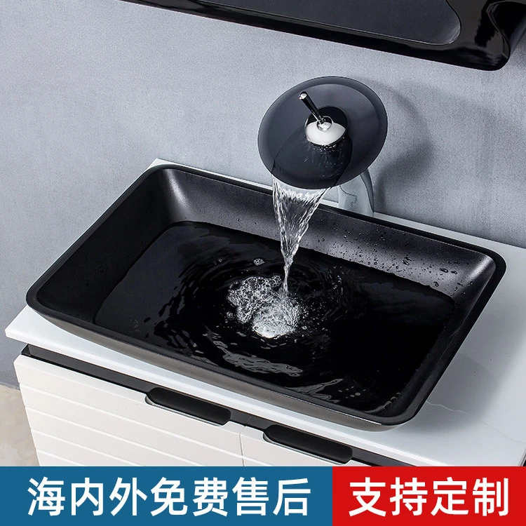 

Boweiya bathroom frosted black wash basin, art craft basin, glass above counter basin, a customized