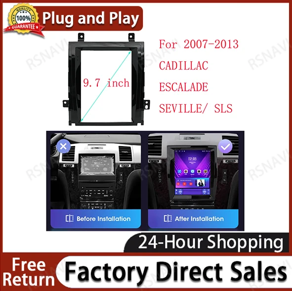 

9.7 Inch 2 Din Car Radio Fascias For 2007-2013 CADILLAC ESCALADE SEVILLE/ SLS Tesla Style Multimedia Frame Andriod Player Panel