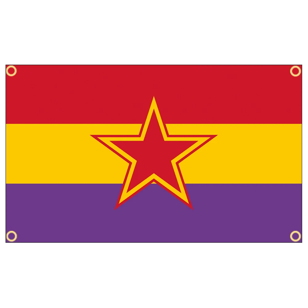 3x5Fts Spanish Republican Communist Flag Polyester Printed Banner Tapestry For Decor