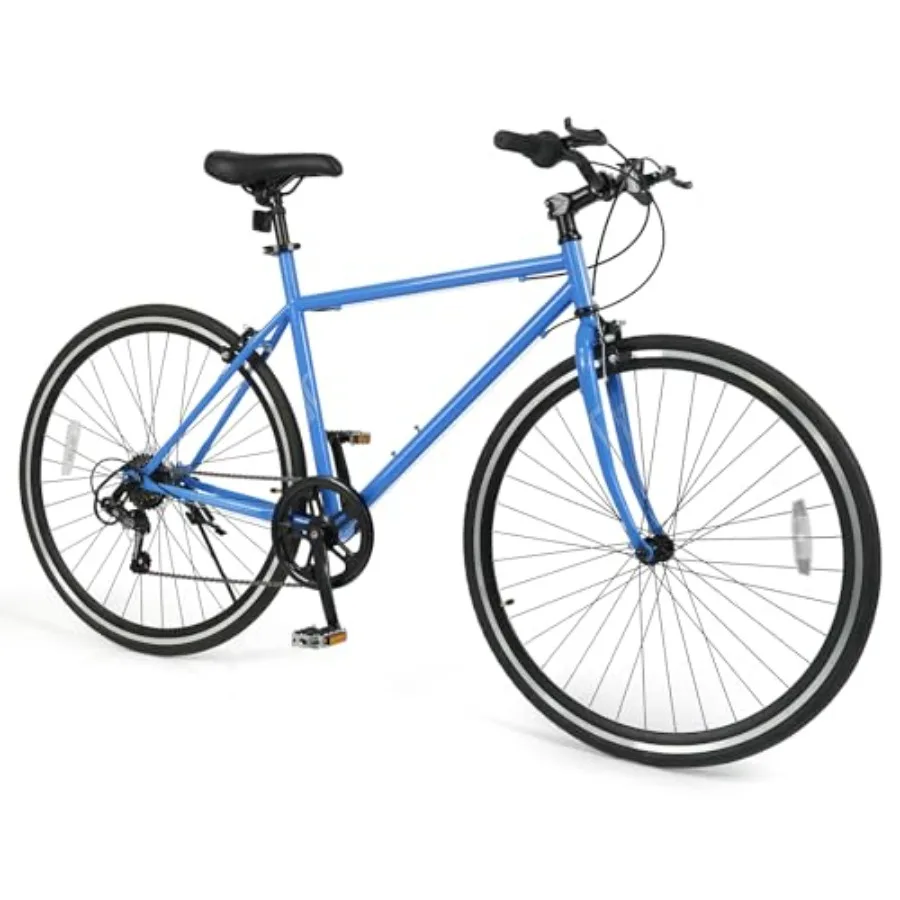 

Mountain Bike for outdoor MTB and city riding, aluminum frame, black, 6-speed drivetrain with front/rear dual brakes, adjustabl