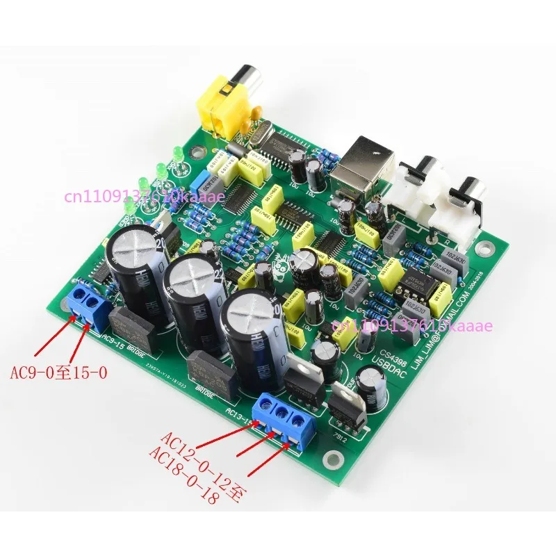 CS4398 DAC Decoder Board, USB Coaxial 24Bit/192KHz HiFi Audio DAC, Chip Pre-soldered, Finished Optional