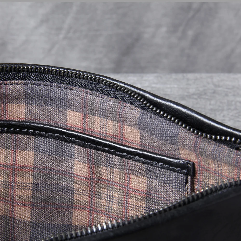 S.WORKER Retro-Clutch aus Vollnarbenleder für Herren | Handtasche aus Used-Leder mit Handgelenkschlaufe – Detail 18