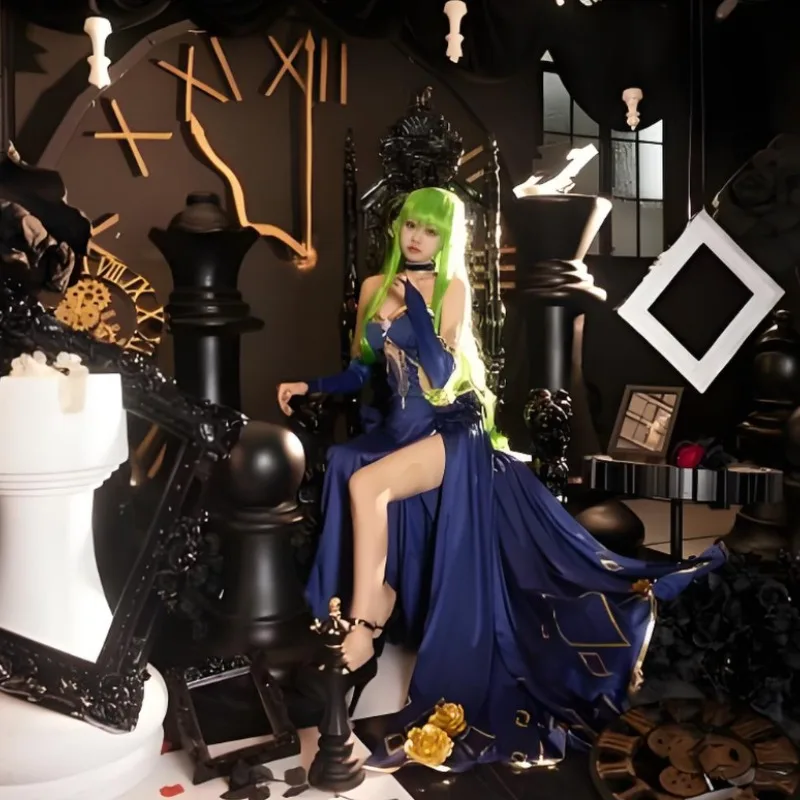 Аниме CODE GEASS Game Mahjongg Soul C.C Косплей Костюм Сексуальное Фиолетовое Платье Костюм Аксессуары Женщины Карнавал СНей Вечеринка Одеваются
