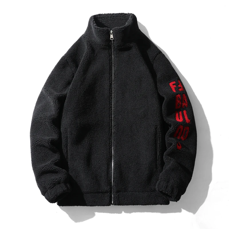 موضة الاتجاه رسالة التطريز البربرية الصوف معطف الشتاء سميكة الدافئة سترة الرجال سترات فضفاضة غير رسمية سميكة الرجال الملابس